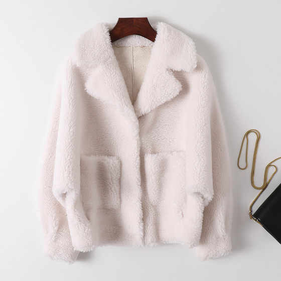 Grain shearling coat, one-piece fur coat