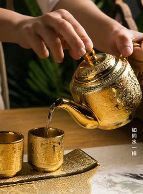 陶瓷沙金供水杯供佛杯观音净水杯家用佛前贡杯圣水杯财神三连供杯