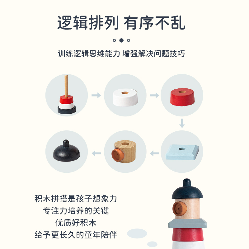 EverEarth灯塔积木叠叠乐儿童益智套圈玩具堆叠叠高幼儿早教1-3岁