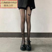 9:9 Butterfly Black Printed Butterfly Knot Silk Stockings Woman Spring Autumn Slim loretta Black Silk Sexy even pants socks