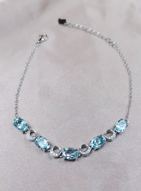 realtreasure大促系列石榴石橄榄石透辉石托帕石手链s925银镶嵌