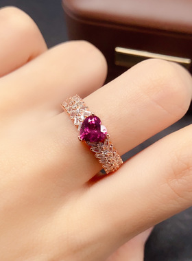 [中国地质大学]天然镁铝石榴石戒指宝石配饰小众高级感925银饰