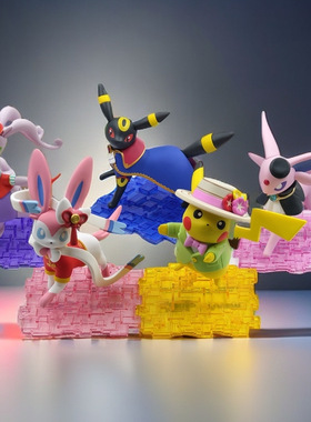 正版宝可梦手办皮卡丘黏美龙桌面工位摆件大集结游戏伊布周边公仔