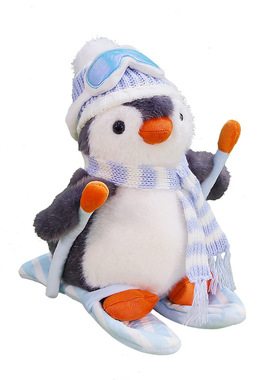新款可爱滑雪企鹅公仔毛绒玩具冬季玩偶网红娃娃抱枕摆件
