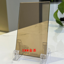 Manufacturer direct sales 5MM gold tea art glass tempered glass custom unbreakable suitable for screen partition living room