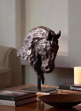 可定制复古马头雕塑摆件酒店大堂