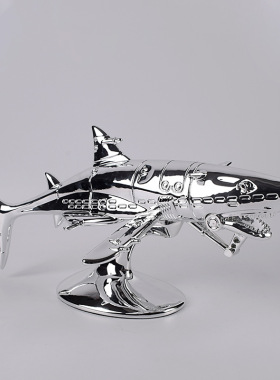 现代轻奢潮玩鲨鱼雕塑摆工艺品