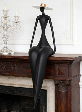 可定制侘寂风坐姿人物雕塑摆件