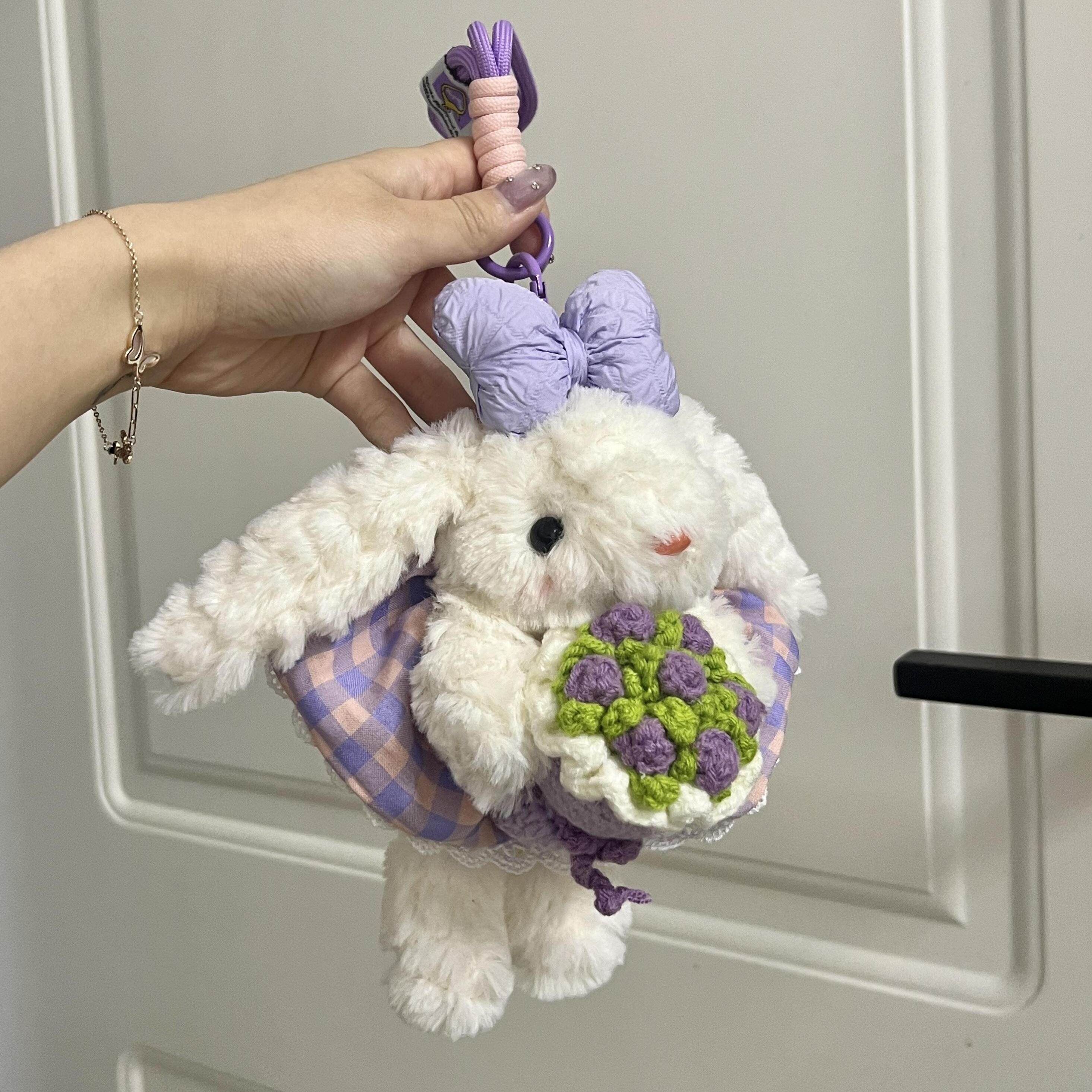 露丝同款可爱卡通毛绒垂耳小兔子手机背夹车挂绳斜挎包包挂件挂饰,淘宝优惠券,粉丝福利购,淘宝优惠卷