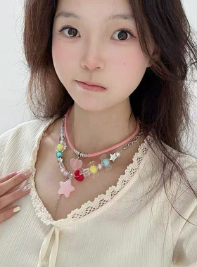 多巴胺彩虹糖果项链女ins潮