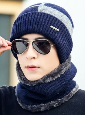 帽子男女秋冬季围脖套帽毛线帽学生韩版潮骑车保暖加绒加厚针织帽