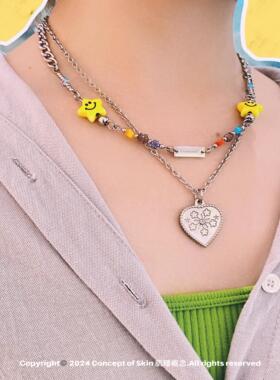 conceptofskin 游乐园爱心星星笑脸项链 多巴胺Y2K原创高级感配饰
