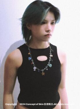 conceptofskin 原创设计手作毛衣链｜蓝星星 咖星星项链