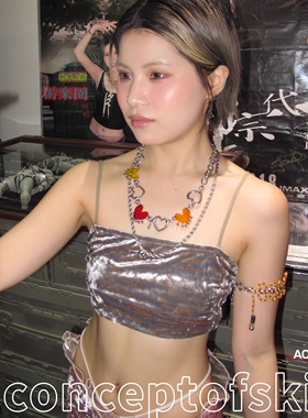 【明星同款】conceptofskin游乐园缝补三色爱心项链 自由组装原创