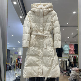 Shopping mall counter mid-length down jacket for women korean style hooded thickened slimming long sleeves