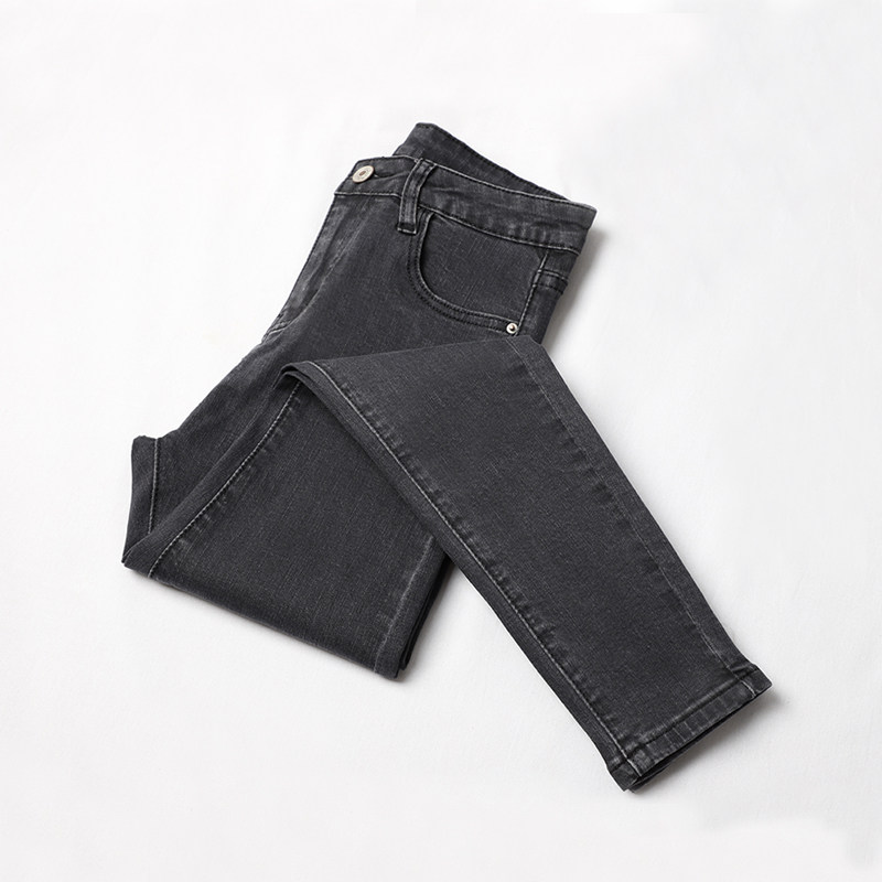 烟灰色2020年新款秋季高腰牛仔裤 佩艳牛仔裤