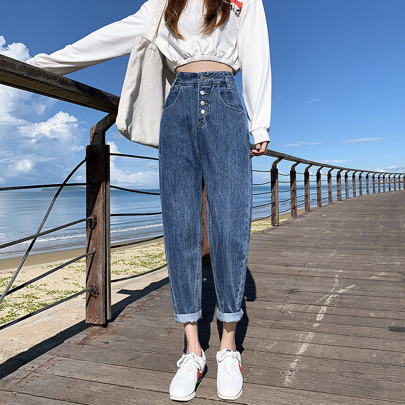 秋装2020年新款老爹秋季高腰牛仔裤 佩艳牛仔裤