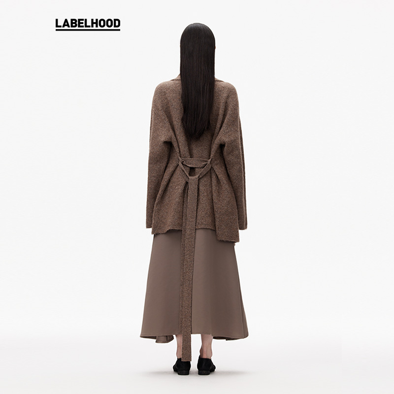 【Piacevole e】蕾虎时尚简约针织系带浴袍式开衫装上衣labelhood - 图2