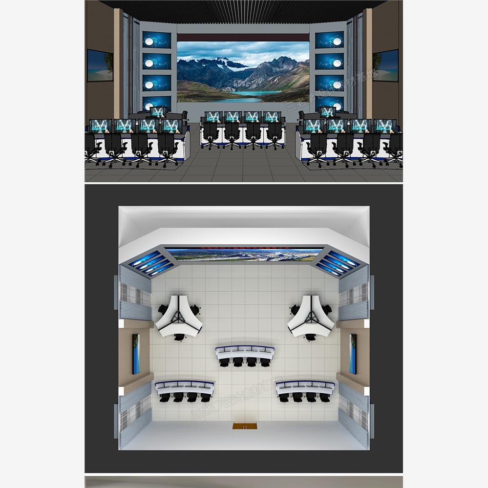 草图大师现代调度室数据视频监控指挥中心大厅控制台机房SU模型库 - 图2