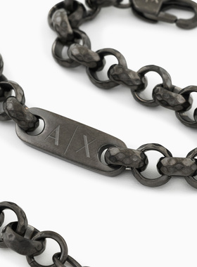 AX/阿玛尼男士钢质锤纹绳链项链