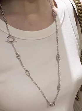 长款双D猪鼻子项链女款轻奢女士吊坠毛衣链配饰高级感妇女节礼物