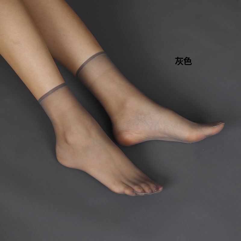 5双肉色丝袜女春秋夏季薄款短筒袜子超薄脚尖透明隐形短黑色丝袜 - 图0