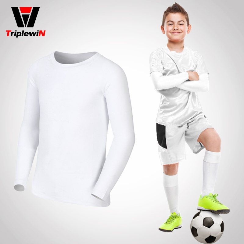 儿童打底防晒紧身上衣训练服 足球篮球骑行运动弹力紧身速干薄款 - 图0
