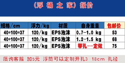水上平台高密度实心增浮泡沫浮筒浮桶网箱养殖浮漂防水40X100包邮 - 图3