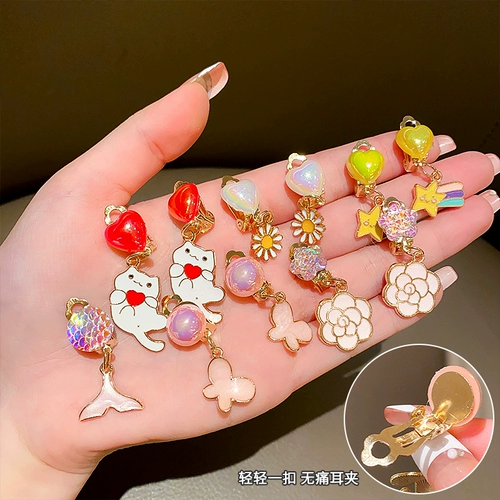 Детские мультяшные милые клипсы, без проколов ушей