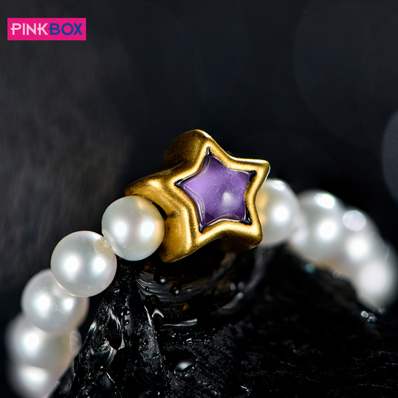 PINKBOX/娉饰珠宝黑金珍珠戒指紫水晶黄金海神波塞冬手饰指环