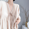 Women's spring and summer cotton and silk pajamas with padded sleeves