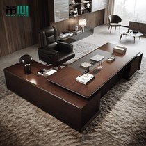 High-end Boss Table Presidents Table Solid Wood Baking Varnish Atmosphere Chairman General Manager Office Table And Chairs Combined Big Bandae