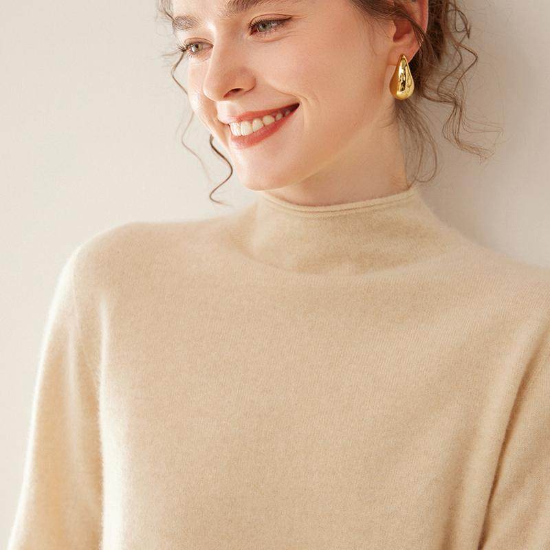 一线成衣卷边半高领山羊绒衫女毛衣秋冬大码宽松羊绒针织打底衫,淘宝优惠券,粉丝福利购,淘宝优惠卷