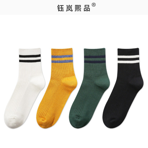 袜子女秋冬薄款中筒袜ins潮袜女袜运动袜透气棉袜学生白色外穿 - 图0