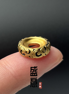 古法24K工艺黄金色唐草纹卡环隔珠隔片保色文玩手串配珠diy配饰