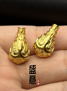 古法24K工艺黄金色艾奎斯三通金刚星月菩提手串手持108颗配饰