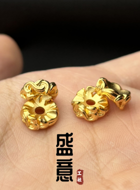 古法24K工艺黄金色925卡环隔片文玩手串diy配珠配饰隔片