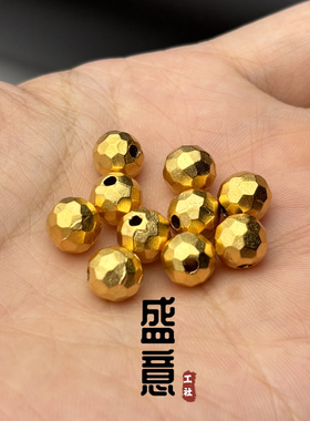 古法24K工艺黄金色镶钻无相珠背云线束隔珠吊坠108文玩手串配饰