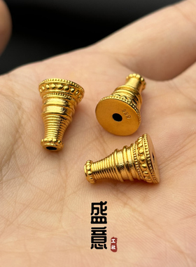 古法24K工艺黄金色925分体三通佛塔隔珠diy吊坠佛珠108手串配饰