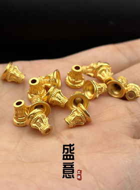 古法24K工艺黄金色三通塔头塔帽文玩手串手持108星月念珠diy配饰