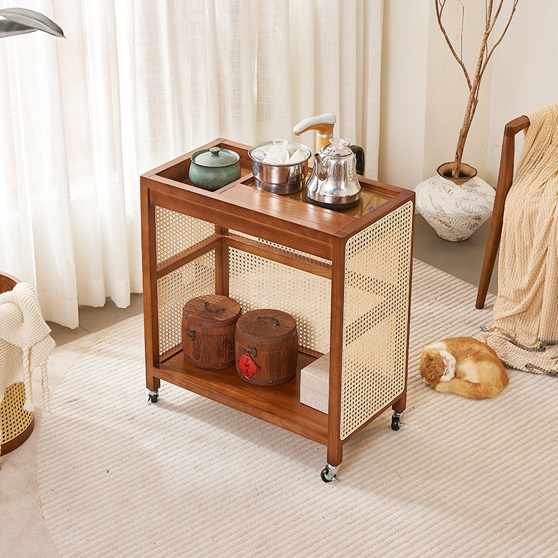 日式茶室家具藤编茶水柜茶几柜可移动烧水壶一体小茶台泡茶桌边柜,淘宝优惠券,粉丝福利购,淘宝优惠卷