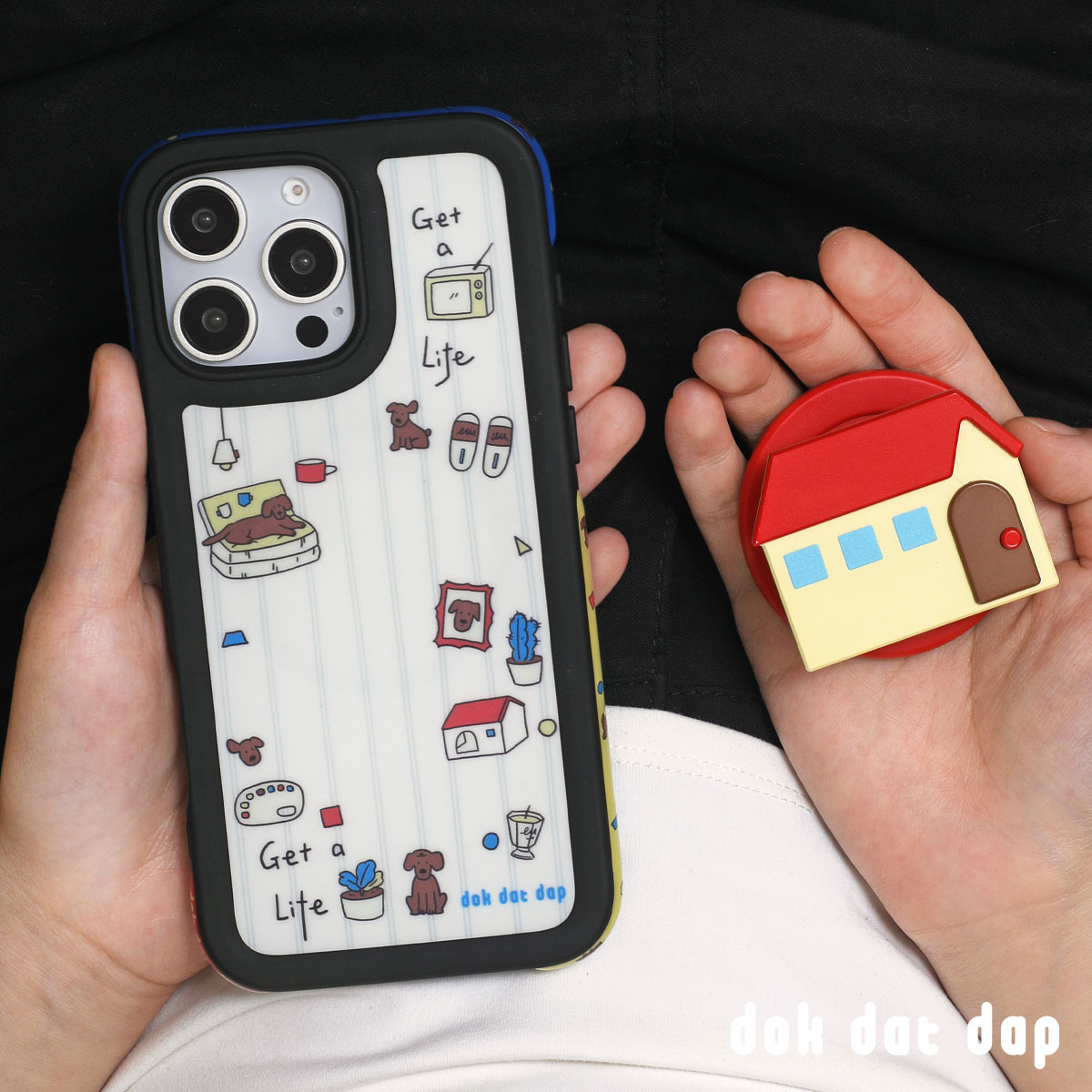 dokdatdap狗狗小房子原创iPhone17promax手机壳黑框个性趣味适用苹果16pro磁吸壳新款可爱卡通苹果15潮流小众 - 图0