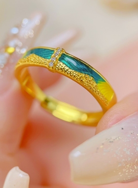 情侣/结婚沙金镀金海誓山盟戒指