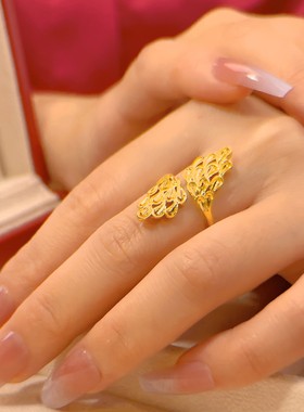 女沙金结婚假三金仿真黄金戒指