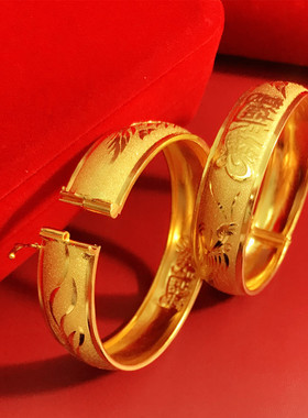 镀黄金新娘结婚精工薄款龙凤手镯
