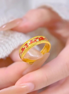 新中式楼兰若梦精雕花纹小众戒指