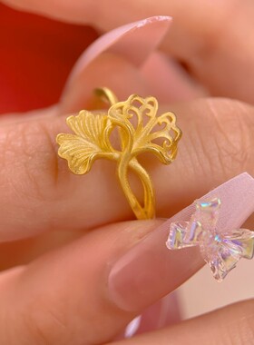 女沙金新娘结婚镀金仿真黄金戒指