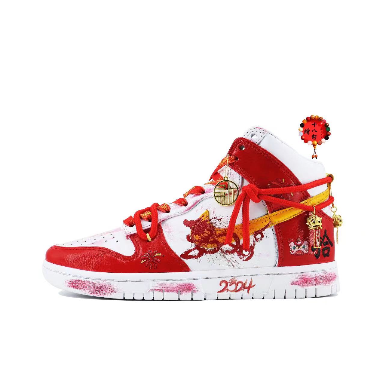 西瓜球鞋定制 Nike Dunk Low 鸿运当头龙年限定新年节日低帮板鞋 - 图3