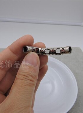纯银月牙镂空银坠项圈复古弯管吊坠可配绳子佩戴DIY配件手链