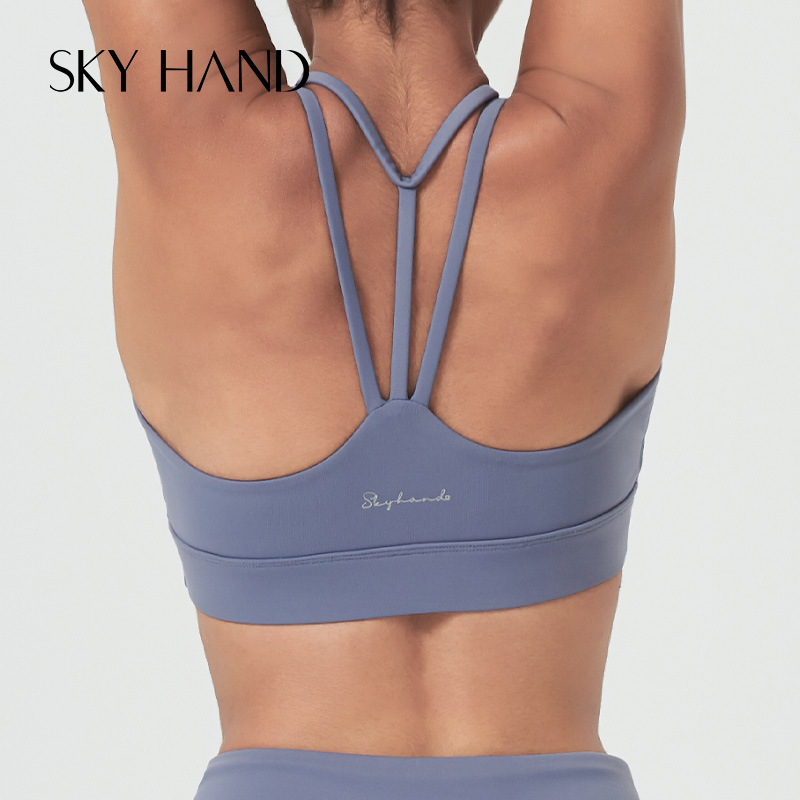 SKYHAND 细肩带运动内衣女中低强度美背瑜伽背心健身服防震文胸女 - 图2